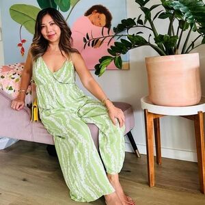 Ava Sky Green and White Jumpsuit